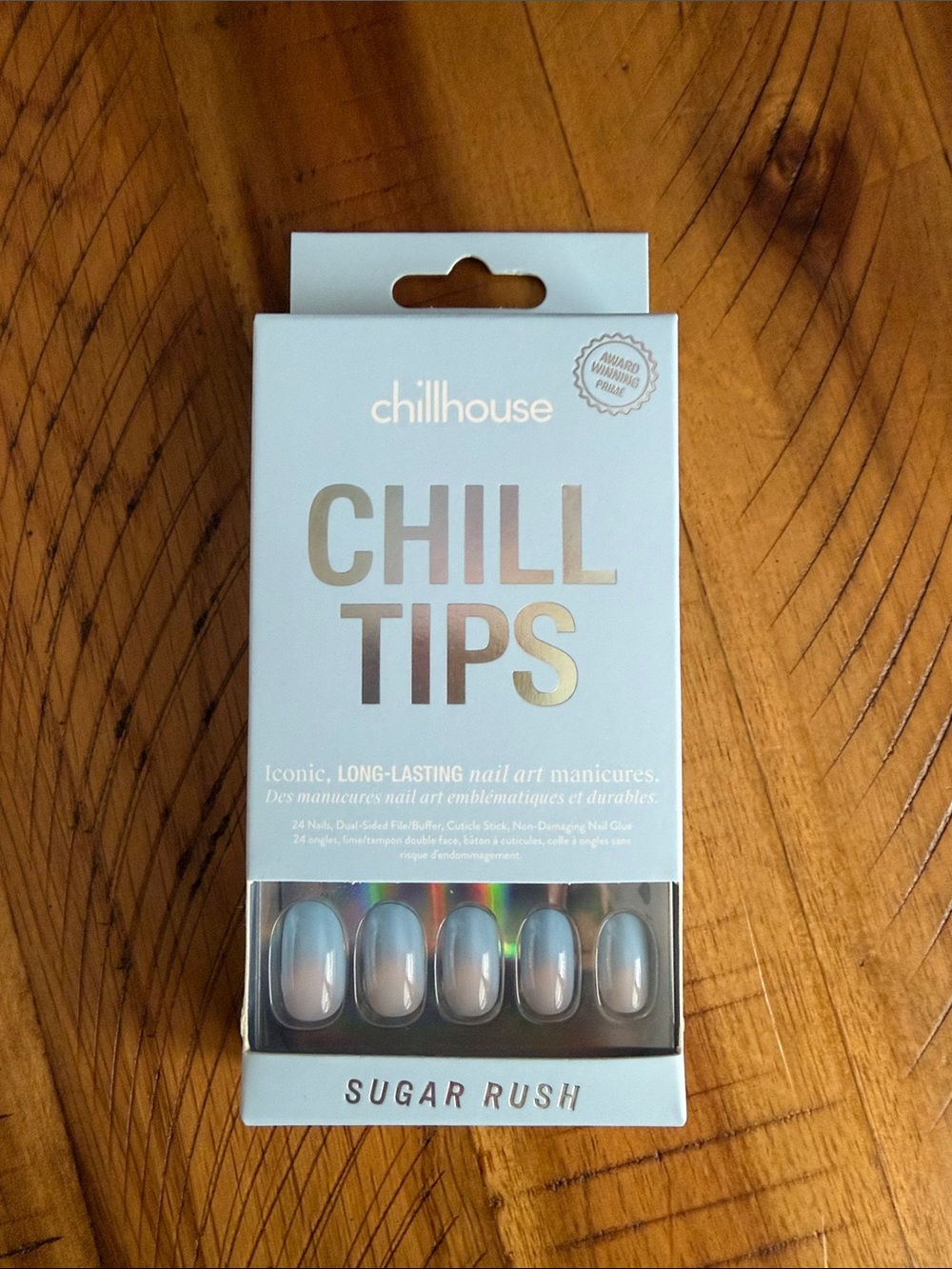 NWT Hill House Chill Tips Press-On Nails in Ombre Blue and Gray (Sugar Rush)
